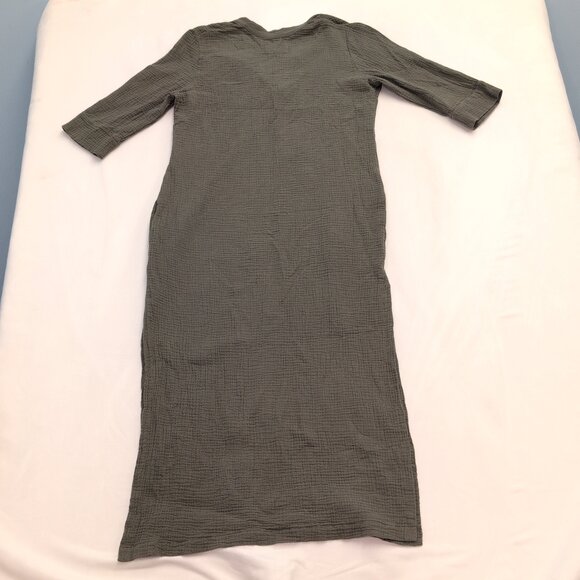 Susan Tyler Cotton Gauze Maxi Dress Olive V-Neck Size L - Picture 3 of 12